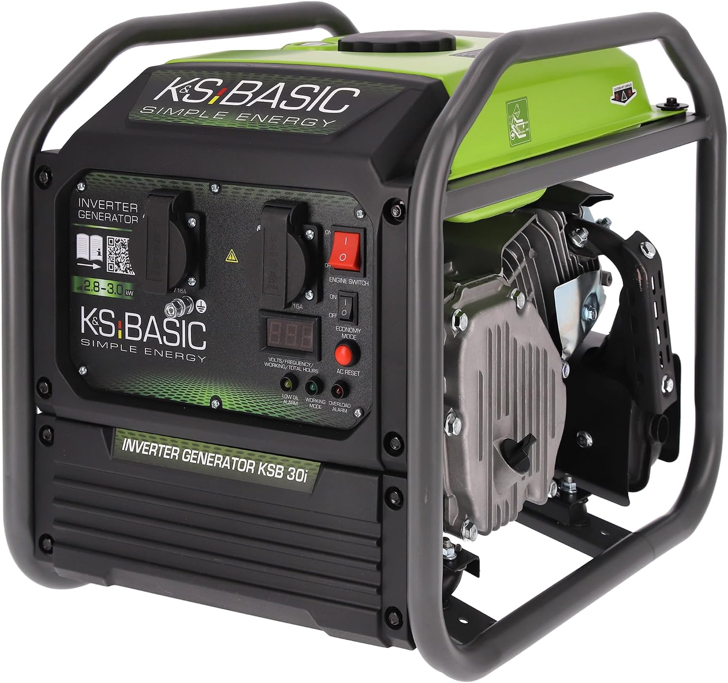 K&S Könner&Söhnen BASIC 30i Inverter-Generator 2800W Stromgenerator, 3000W maximal, 2, 8 kW, EURO 5, Inverter-Technik, Display, für Zuhause