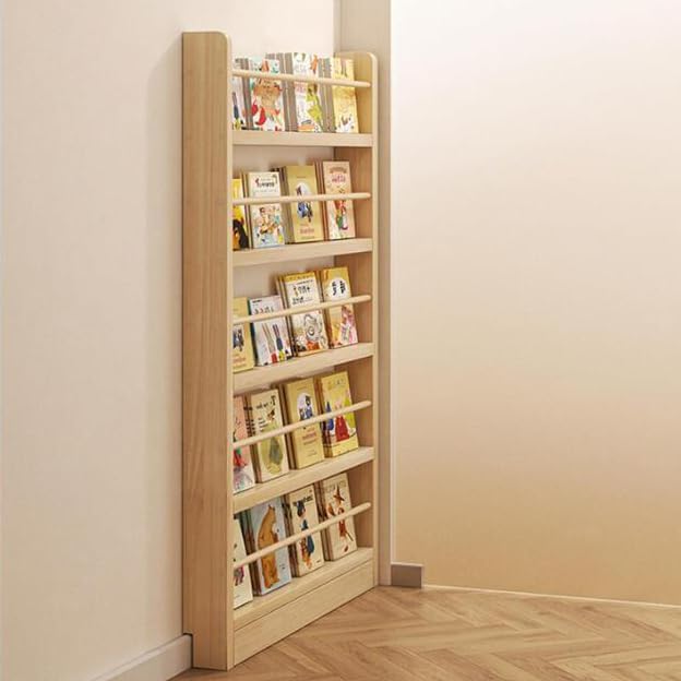 Generisch Regal Schmales Bücher , 10 cm, Massivholz, für Schlafzimmer Wohnzimmer Zuhause Büro platzsparender, Stauraum