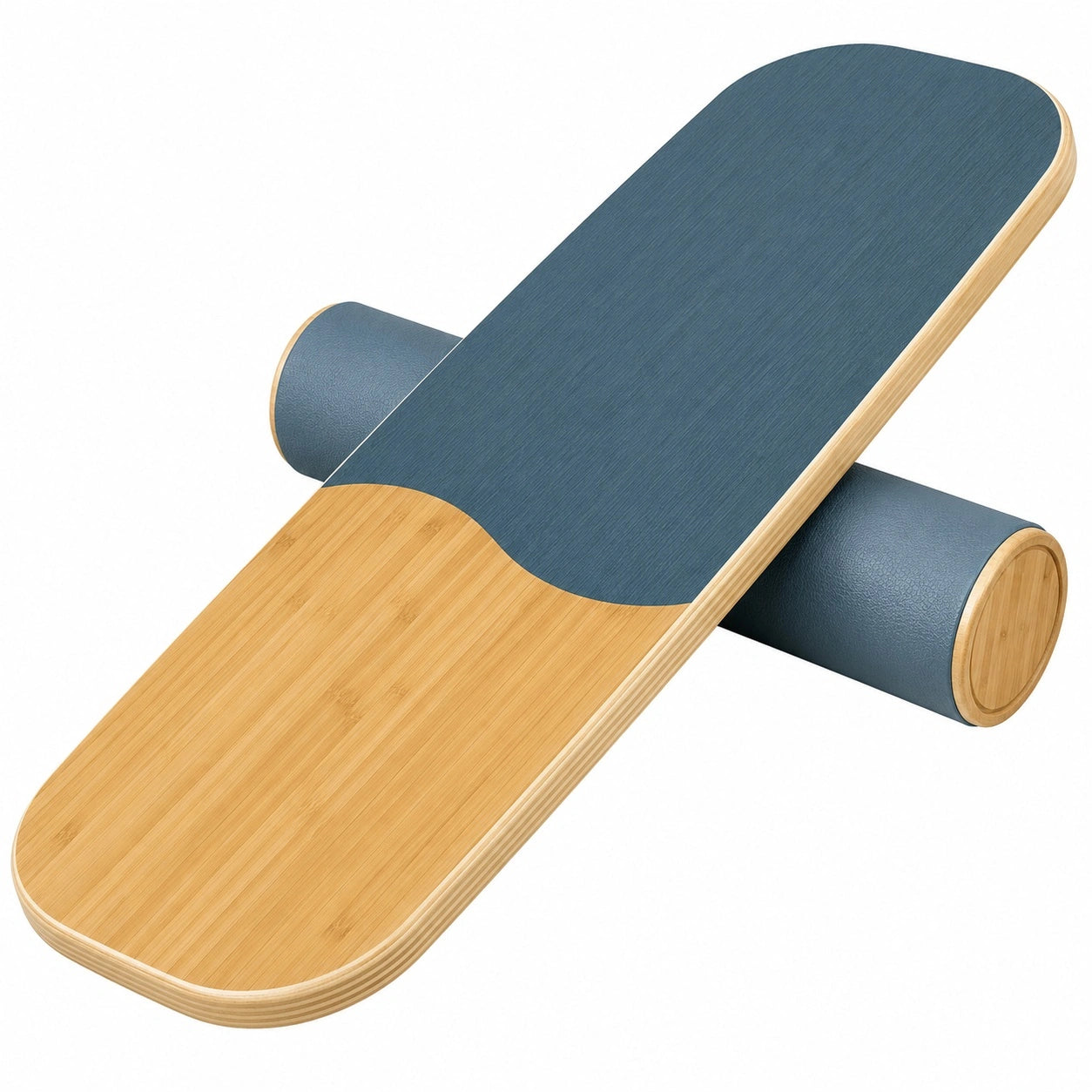Holz-Balance-Board mit rutschfester Oberfläche - Natur/Blau
