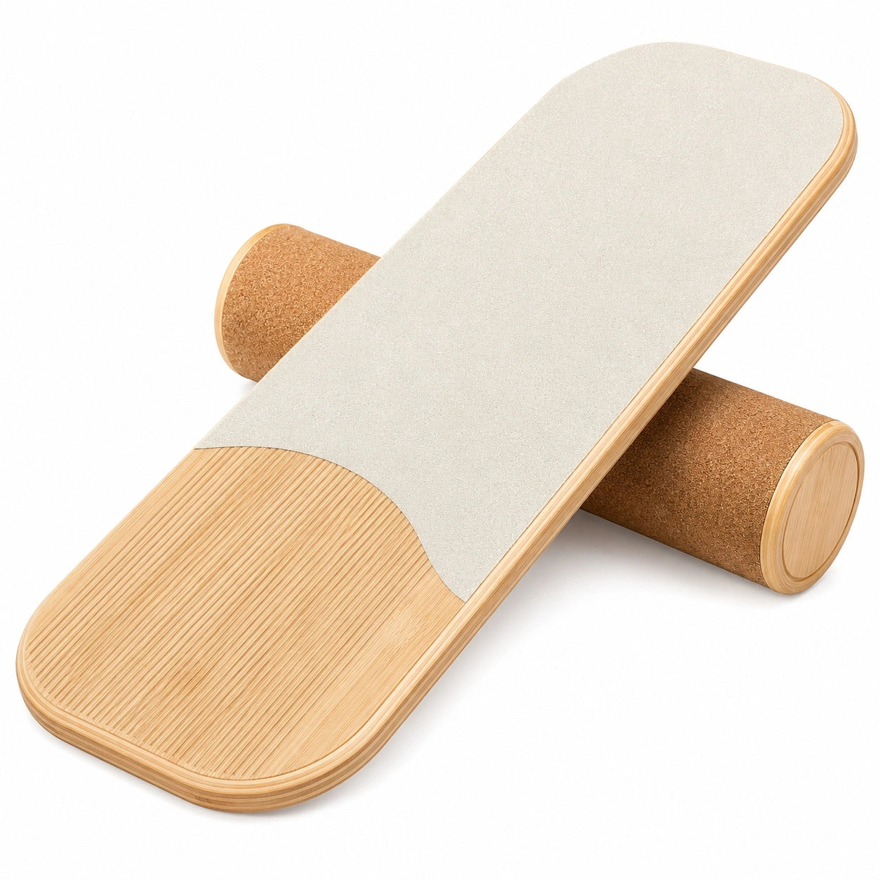 Balance Board mit Korkrolle rutschfest Beige 70x30cm