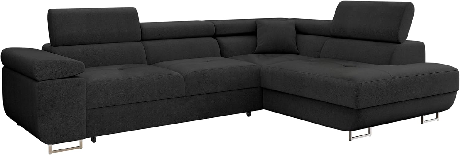 Mirjan24 Ecksofa Torezio mit Bettkasten, Einstellbare Kopfstützen, Sofa mit Schlaffunktion, Eckcouch für Wohnzimmer, L-Form Couch mit Bettfunktion