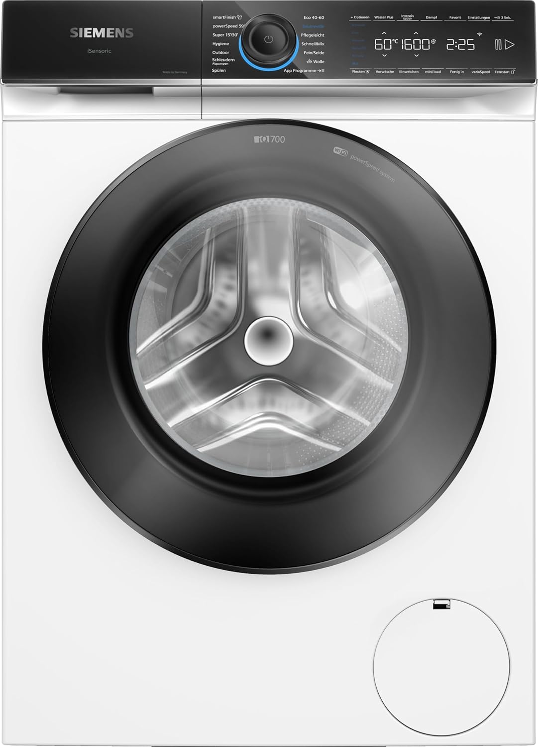 Siemens WG56B2041, Smarte Waschmaschine 10 kg, IQ700, 1600 UpM, Made in Germany, Antiflecken-System, SmartFinish Bügelhilfe, Mini load für Einzelteile