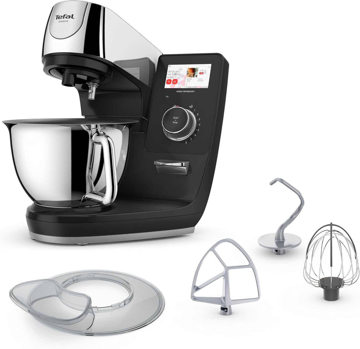 Tefal I-Coach Touch +, QB960DF0, Schwarz, Küchenmaschine mit integrierter Waage, Step-by-Step Rezepte, 25 Automatikprogramme, 5,5-Liter-Schüssel