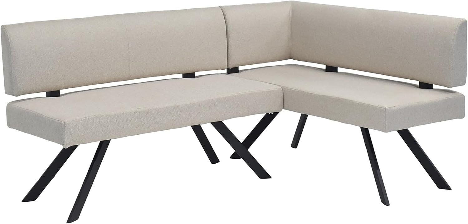 ByLIVING Eckbank Toronto, H 85 cm, Gestell schwarz, Taschenfederkern, Bezug in Taupe, L-Form langer Schenkel links, Küchenbank, Speisezimmerbank