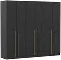 Fabryka Mebli Idźczak Kleiderschrank Drehtürenschrank, 6 Türen 57 × 230 × 210 cm, Laminat 16 mm mit ABS-Kante, Zwei Kleiderstangen Einlegeböden