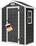 STEELSØN Novara Gerätehaus, Gartenhaus 202 × 103 × 134 cm, Gartenschuppen mit Satteldach & Fenster, HxTxB, Geräteschuppen aus Kunststoff in Dunkelgrau
