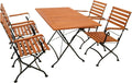 DEGAMO Garten Sitzgruppe Klappgarnitur HOFGARTEN 5-teilig, 1x Tisch 70 × 120 cm, Stahl schwarz pulverbeschichtet, 4X Armlehnensessel, FSC-Zertifiziert