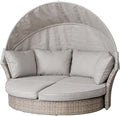 Riess Ambiente Drehbare Sonneninsel Seattle, Mit Sonnendach inkl. Kissen Polyrattan Gartenliege Lounge, 195 cm