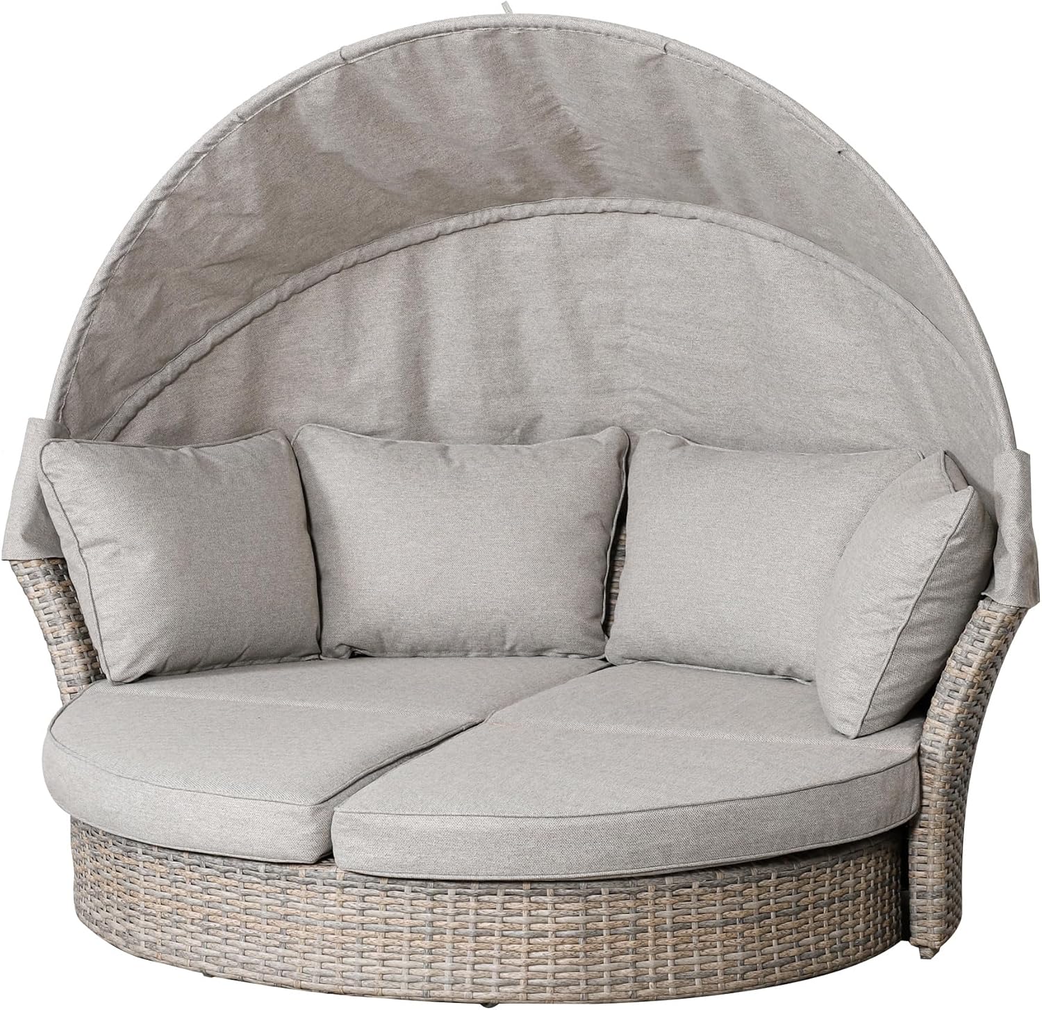 Riess Ambiente Drehbare Sonneninsel Seattle, Mit Sonnendach inkl. Kissen Polyrattan Gartenliege Lounge, 195 cm