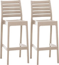 CLP 2er Set Outdoor-Barhocker Ares Mit Fußstütze I Stapelbare Tisch, Rattan, Farbe: Schlamm, wetterbeständig