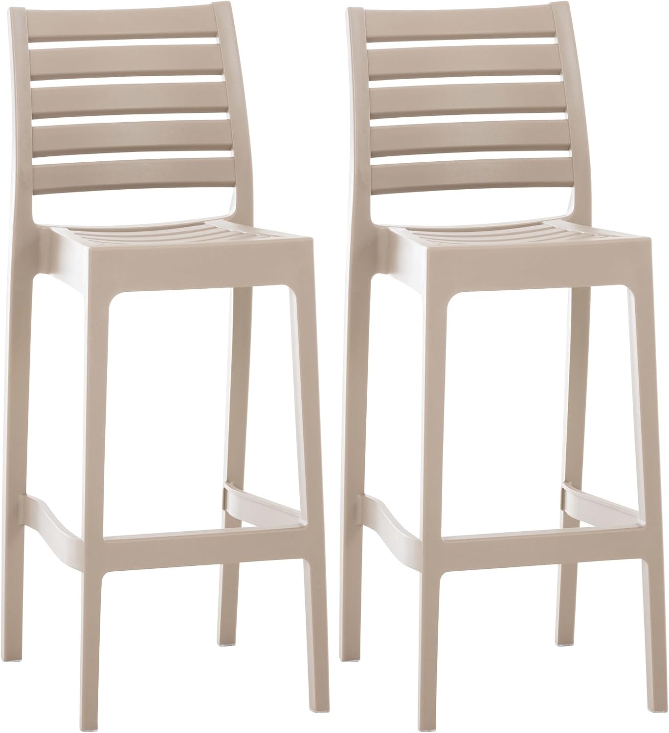 CLP 2er Set Outdoor-Barhocker Ares Mit Fußstütze I Stapelbare Tisch, Rattan, Farbe: Schlamm, wetterbeständig