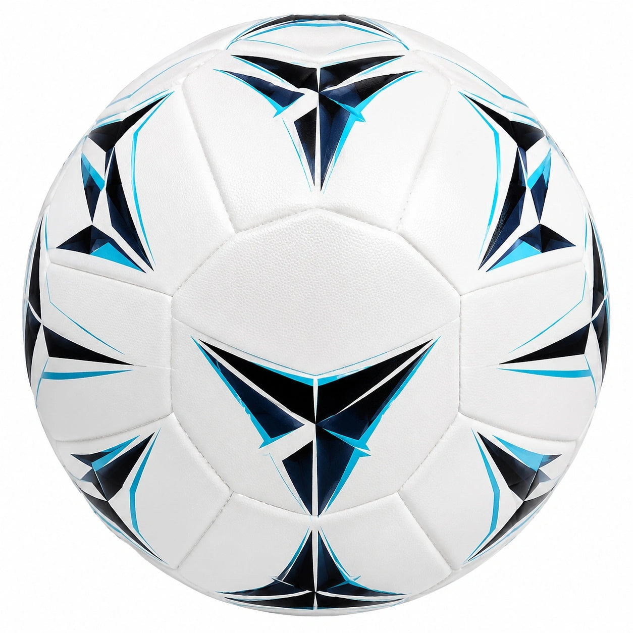 Weißer Fußball mit Blau-Schwarzem Muster