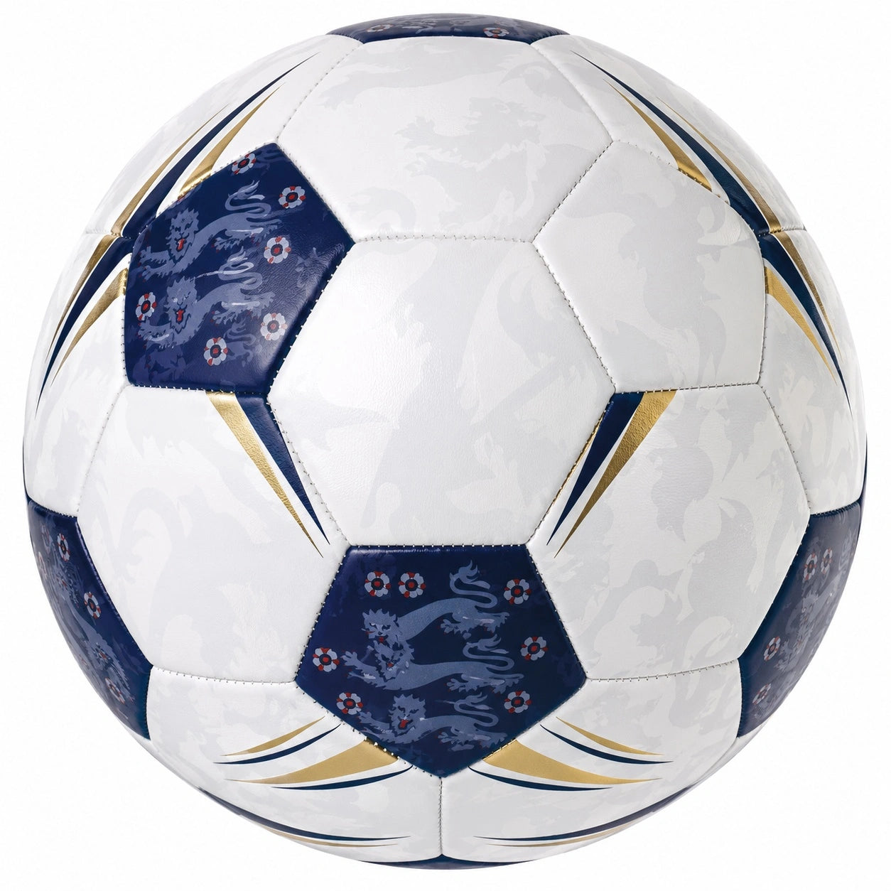 Fußball Weiß Blau Gold Design, Handgenäht, 68cm