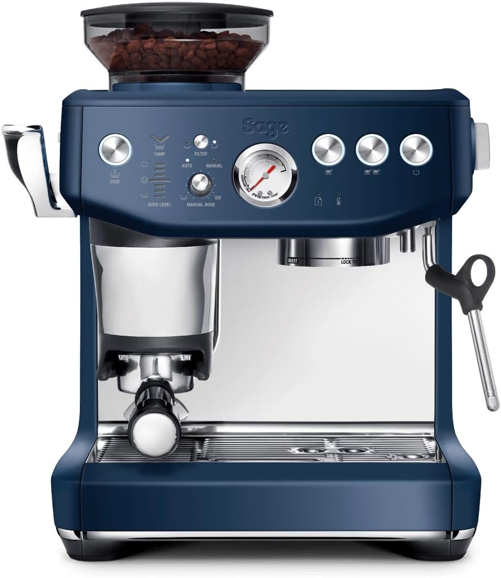 Sage Barista Express Impres Kaffeemaschine, 25 Mahlgradeinstellungen, Intelligente Dosierung, Zwetschgenblau
