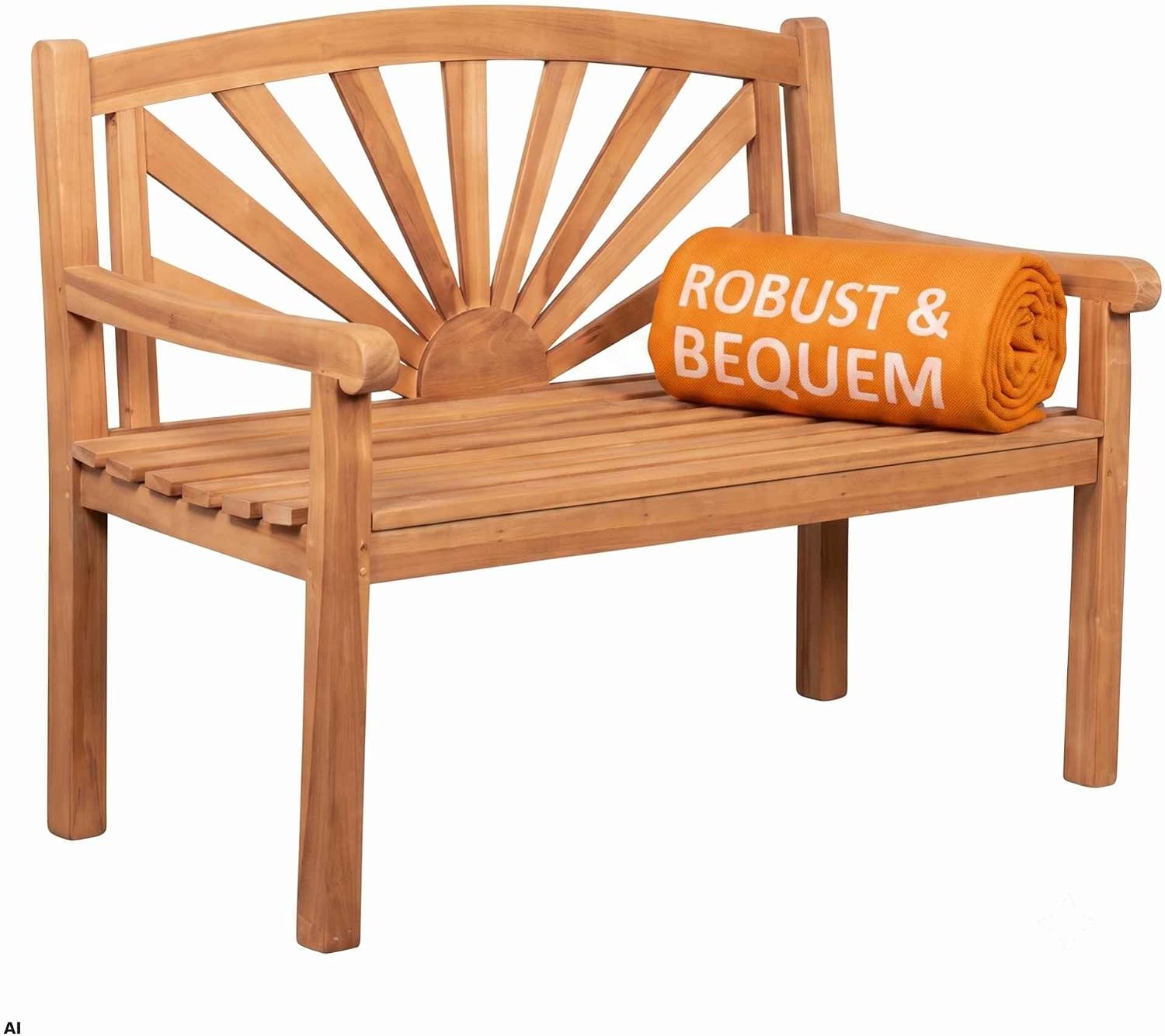 MR. DEKO Gartenbank Motiv Teakholz, 2-Sitzer 120 × 60 × 94 cm, Holzbank mit Lehne, Friesenbank für draußen, Parkbank zum Relaxen
