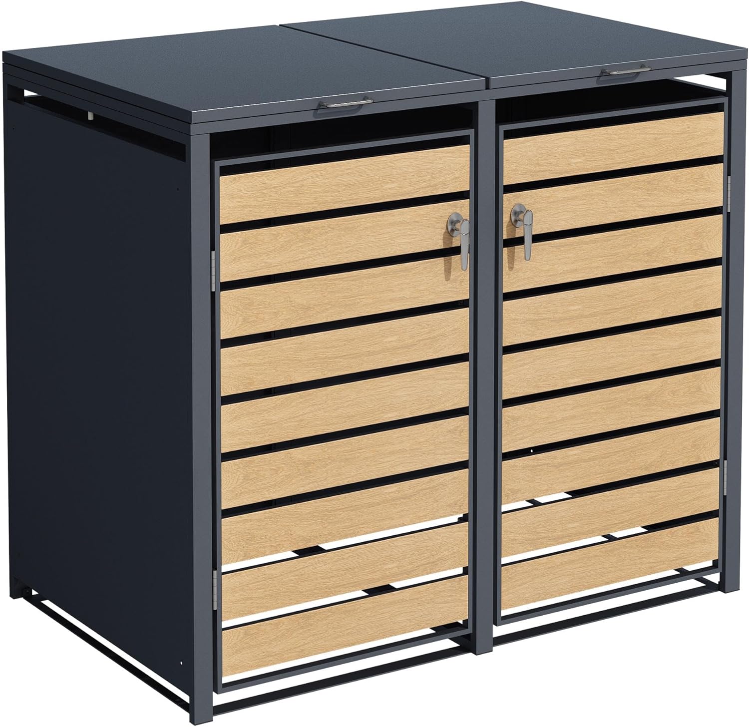 ESTEXO Mülltonnenbox Mülltonnenverkleidung Mülltonnenbox, bis zu 240 Liter Fassungsvermögen, 111 cm Höhe darin verstauen, 240 L, Anthrazit/Holz
