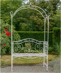 HTI living Romantische Gartenbank mit Rosenbogen aus Metall Celia, Weiß