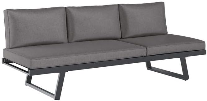 OUTLIV. Gartenloungesofa Lucca, 200 × 71 × 76 cm, Aluminium, Olefin, Wetterfest, Mit Verstellbarer Sitzfläche, Anthrazit