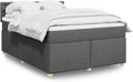 VidaXL Boxspringbett, Dunkelgrau 140 × 200 cm Stoff, Doppelbett mit LED Matratze Matratzenauflage, Bettgestell mit Lattenrost Kopfteil