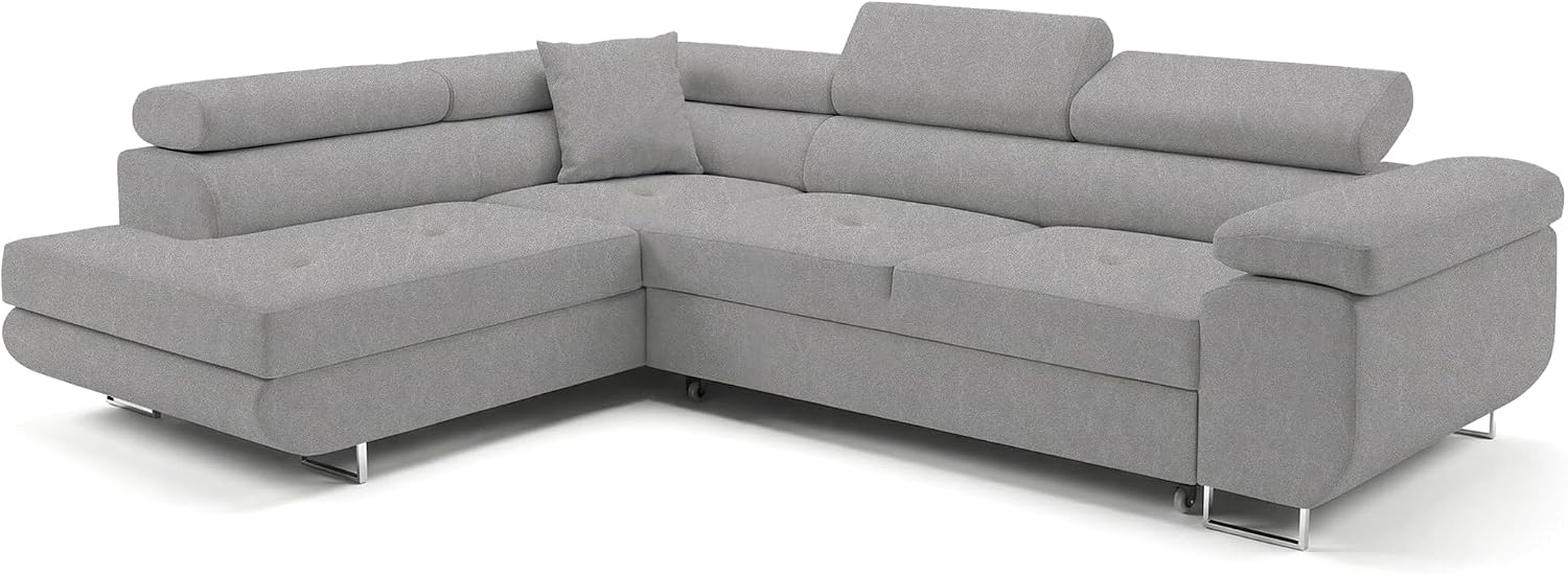 COMFORTINO FURNITURE Sofa Eck mit Schlaffunktion PASTI L-Form , Schlafsofa für Wohnzimmer, Sofa Couch mit Bettkasten, Stauraum, 3-Sitzer Eckcouch