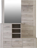 Forte BIG BANG Garderobe 150 160, 155,19 cm breit x 41,6 cm tief x 200 cm hoch, Moderner Garderobenschrank mit Sitzauflage, Holzwerkstoff