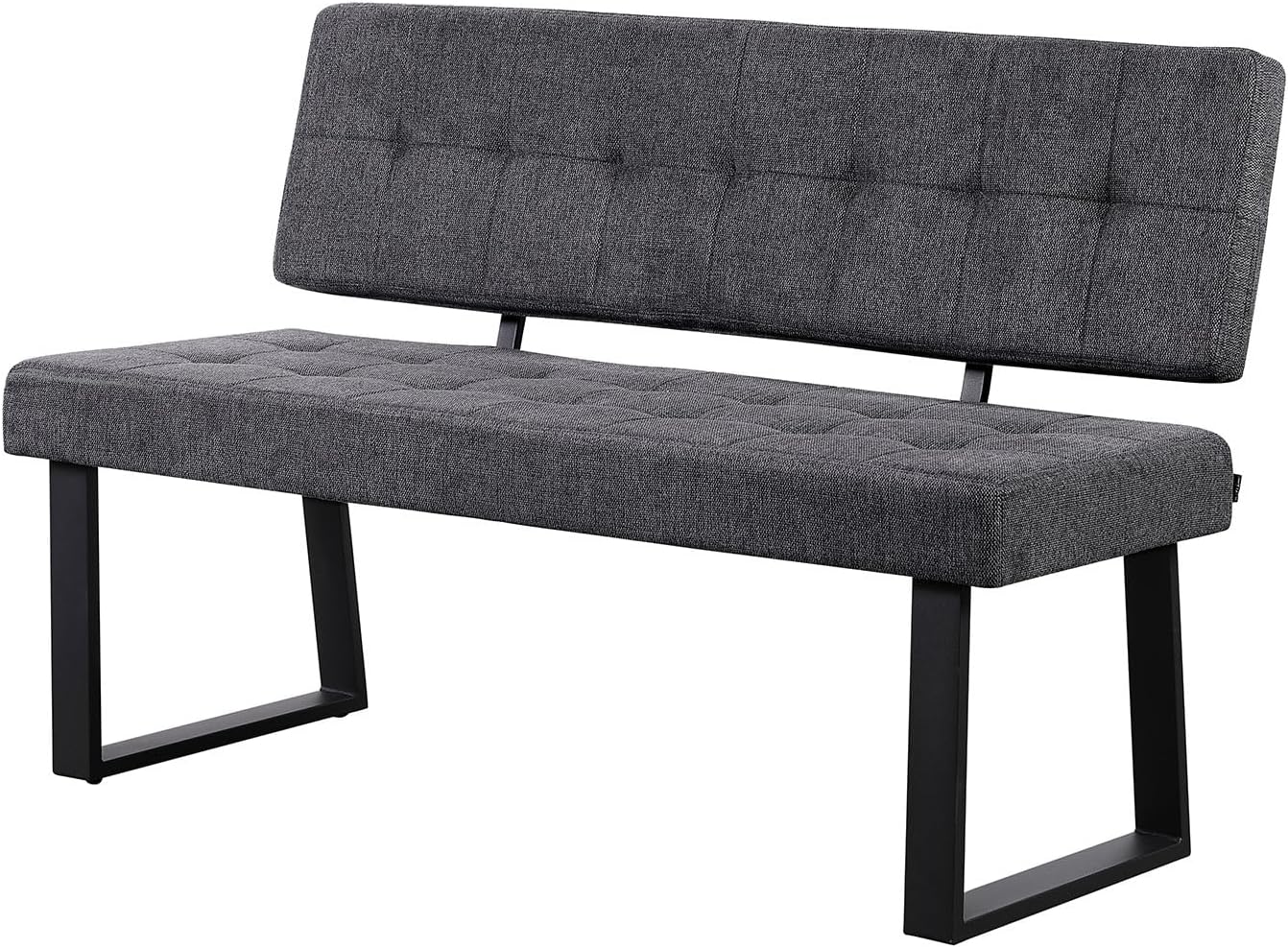 B&D home Sitzbank Sigfrid, 140 cm, Eckbank Esszimmer Mit Lehne, Sitzbank Flur, Pflegeleichter Bezug aus Webstoff in Anthrazit, Kaltschaum-Polsterung