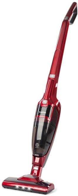 Klarstein TurboHybrid Zyklon Staubsauger, Akku Staubsauger, Metallic-rot, Staubsauger Kabellos für 50min Betriebsdauer, 2 Saugstufen, Platzsparend
