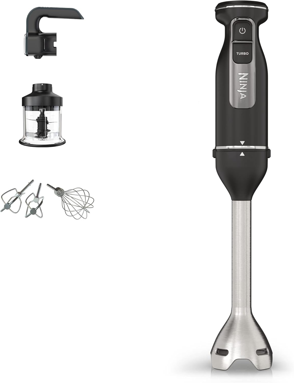 Ninja Foodi 3-in-1 Stabmixer, Schwarz CI100EU, 850 W, Handmixer & Zerkleinerer, Stufenweise Anlauf, Kneten und mehr, Spülmaschinenfest