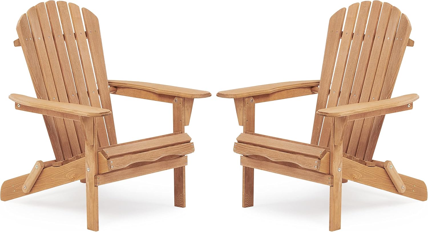 SoliWood Adirondack Stuhl aus Holz 2er-Set, Wetterfester Gartenstuhl mit Breiten Armlehnen, Holz Adirondack Chair