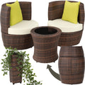 Tectake Rattan Set 2 Personen, Aluminium Gartenmöbel Set, Schwarz/braun, Balkonmöbel, Outdoor Sitzgruppe mit 2X Stuhl, 1 Beistelltisch rund