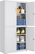 SONGMICS Aktenschrank, 40 × 80 × 180 cm, Mattgrau OMC016G01, Mehrzweckschrank, Büroschrank, Mit 4 Türen und 5 Ebenen, 2 Schlösser