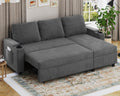 Devoko Ecksofa mit Schlaffunktion und Bettkasten L-Form Sofa 3-Sitzer Ausziehbares Schlafsofa Leinen Couch Kleines Schlafcouch für Wohnung und