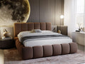 GRAINGOLD Cloud Bett 140 × 200, Ohne Matratze, Polsterbett mit Bettkasten, Polsterbett mit Stauraum, Samt, Mit Lattenrost, Mit Kopfteil, Braun