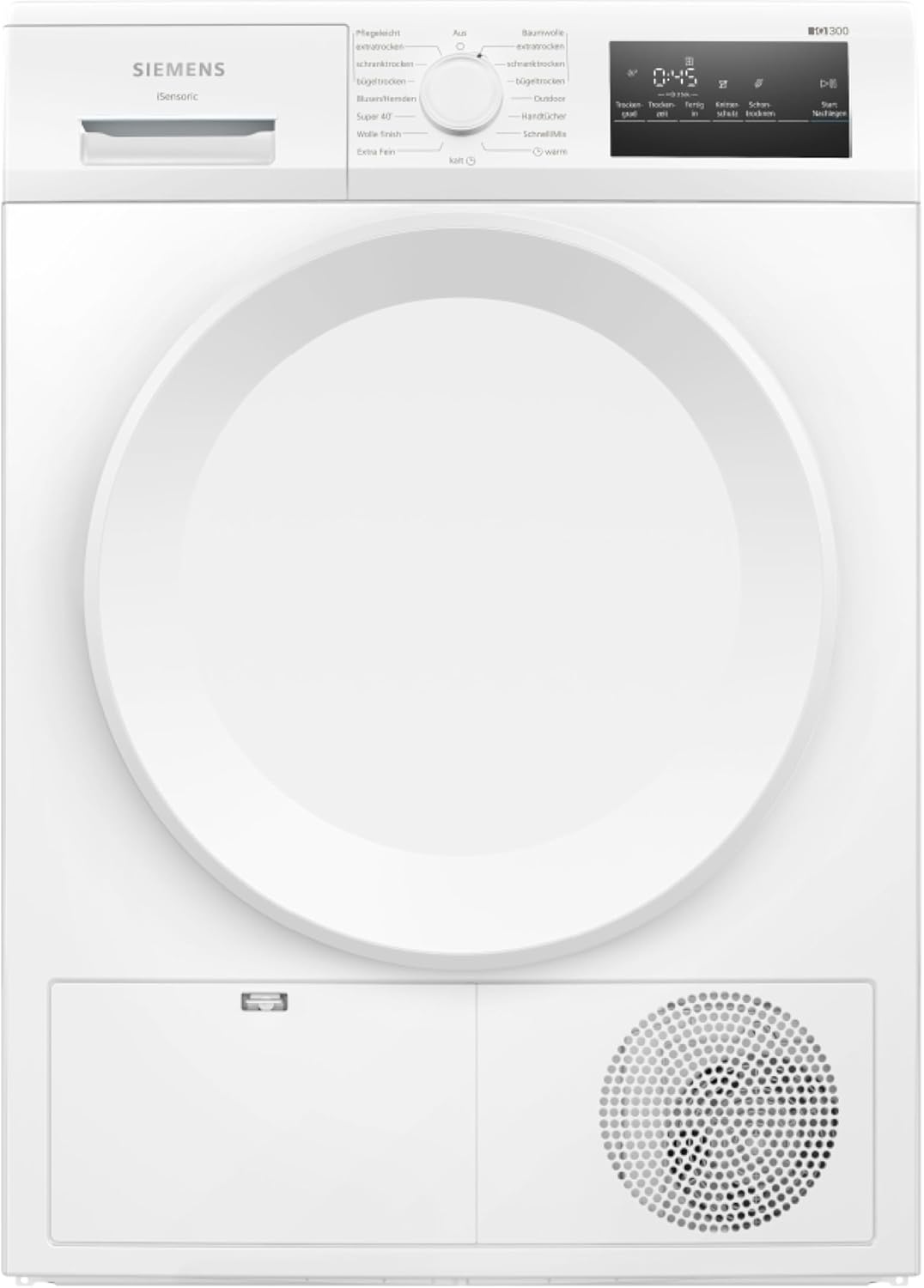 Siemens WT43H004, 8 kg, 65 dB, IQ300, Wärmepumpen-Trockner, AutoDry, Super40-Programm, Touch LED-Display, SoftDry, Outdoor-Programm, EasyClean-Filter