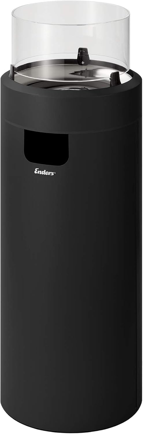 Enders Terrassenfeuer NOVA LED L BLACK, H102 cm Ø 62 cm, Schwarz 5601, Gas Terrassenfeuer mit Ambientebeleuchtungen