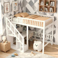 Teahutty Bett Kinder Etagenbett 90 × 200 , 90 × 200 cm), für Mädchen Junge (Weiß, Hochbett Hausbett mit Treppe, Gitter und Rausfallschutz