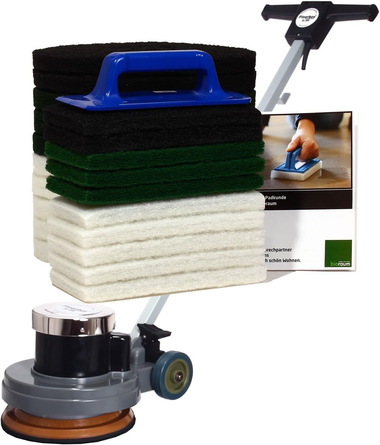 Floorboy XL 300 Universalset, Poliermaschine mit Treibteller, Superpads, Einem praktischen Handpadhalter mit 10 Handpads