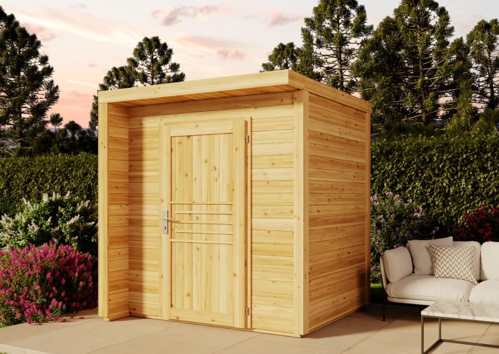 Alpholz Gartenhaus Bratek aus Massiv-Holz, Gerätehaus mit 19 mm Wandstärke, Geräteschuppen Größe: 202 × 168 cm, Flachdach