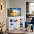 Dripex TV Lowboard Eckschrank Eckkommode mit RGB LED Beleuchtung Fernsehtisch Fernsehschrank 100 × 68 × 40 cm, Weiß Hochglanz