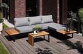 Primaster Gartenmöbel Vulcano Personen Holz Essgruppe, Aluminium, Grau/Braun