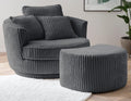 Furn.Design Relaxsessel Sessel grau Cord Stoff , 120/86/120 cm, Belastbarkeit pro Sitzplatz 100 kg, Sitzbreite ca, Hocker, max