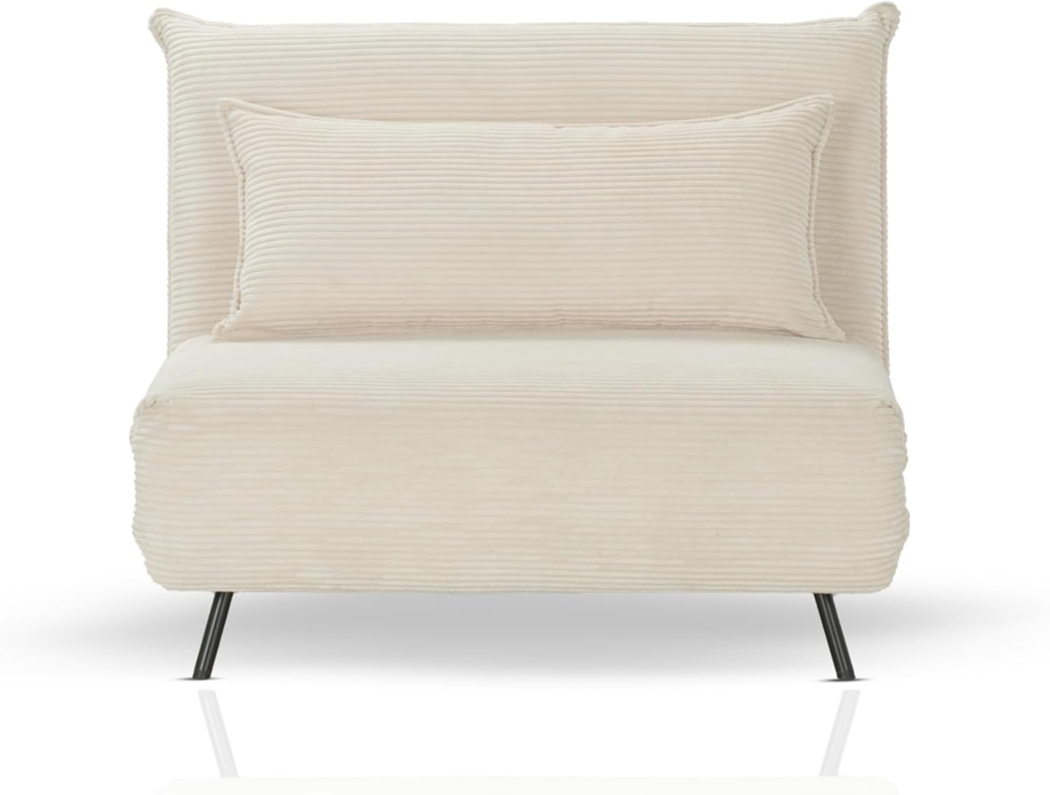 KHG Schlafsessel Beige, Inkl. Nierenkissen, Liegefläche ca. 193 × 108 cm, Sitzhöhe 42 cm, Cordstoff, Relax- und Schlaffunktion, Modernes Design