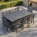 HIGOLD Heck 9-stühliges Gartenmöbel Set mit ausziehbarem Tisch, Vollaluminium Terrassenmöbel, Kohleschwarz