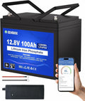 DCHOUSE 12 V 100 AH LiFePO4 Bluetooth Lithium Batterie, 1280 Wh Autobatterie für Trolling-Motor, Mit 10A Batterie Ladegeräte, Wohnmobil