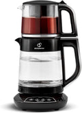 Karaca Caysever Maschine, Chrome 1700 W, Stahl, BPA-frei, 0,8 Lt Fassungsvermögen Glas-Teekanne, 1,5 Lt Fassungsvermögen Wassertank, Wasserzubereitung