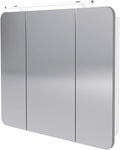 BadeDu NES LED-Spiegelschrank 90 cm in Weiß, 3 Türen, 6 Glaseinlegeböden, Drehbare LED-Aufsatzleuchte, AST Eiche Holzoptik, Made in Germany