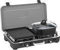 BRUNNER: 2-in-1 Tisch Camping-Kocher 2-flammig Edelstahl Gasgrill & Gaskocher