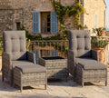 UDPATIO Rattan Gartenmöbel Set 5-teilig mit Verstellbaren Sessel, Lounge Möbel Outdoor Set, Fußhocker und Couchtisch, Balkonmöbel Kleiner Balkon