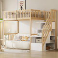 Kebnor 90 200 cm Hochbett mit Sicherheits-Aufbewahrungsleiter, Bettgestell aus massivem Kiefernholz für Kinder und Jugendliche, Holzfarbe+Weiß