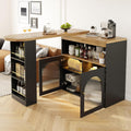 SogesHome Bartisch Esstisch Buffets Modern Ausziehbar Drehbar Bartisch Tisch Stehtisch Bistrotisch mit Stauraum und 1m langem LED Lichtstreifen für